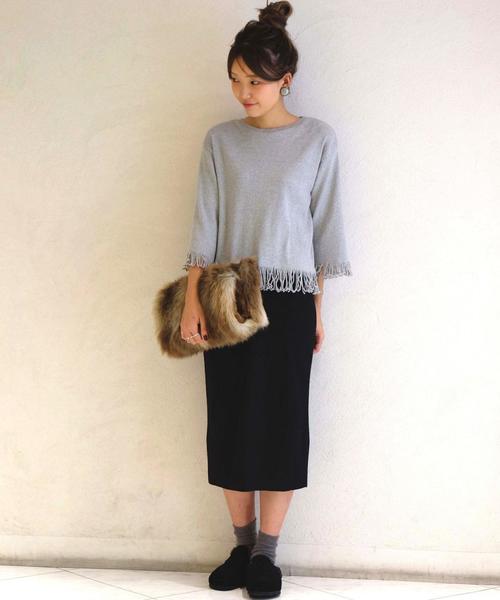 Another Edition（アナザーエディション）の「リブタチキリフリンジＴシャツ/AEBC リブタチキリ T◆（Tシャツ/カットソー・レディース・ブラック/ライトグレー/ライム・フリー）」の17枚目の写真