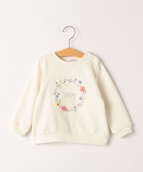 SHIPS(シップス)の「SHIPS KIDS:80~90cm / ミュージック フラワー スウェット(スウェット・キッズ・オフホワイト/ネイビー・80/90)」の2枚目の写真
