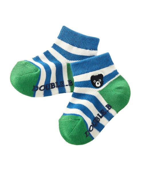 DOUBLE_B（ダブルビー）の「ボーダーローカットソックス（ソックス/靴下・キッズ・イエロー/ブルー/オレンジ・11-13cm/15-17cm/13-15cm/17-19cm/19-21cm）」の2枚目の写真