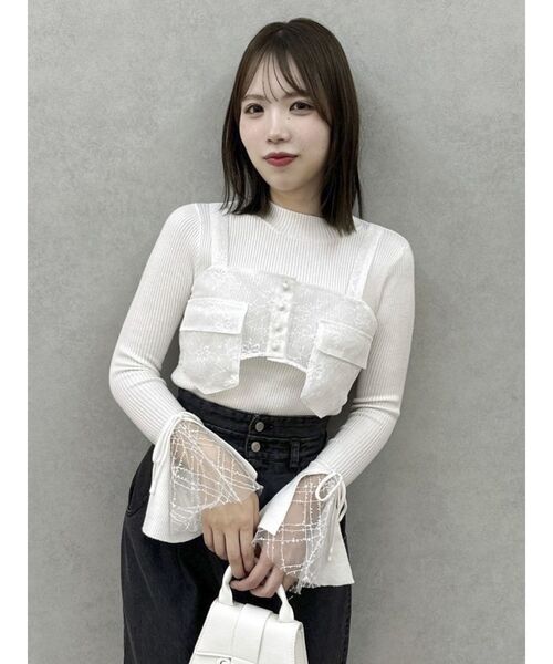 dazzlin（ダズリン）の「ダブルポケットマテリアルビスチェ（ベスト・レディース・オフホワイト/キャメル・SMALL/MEDIUM）」の11枚目の写真