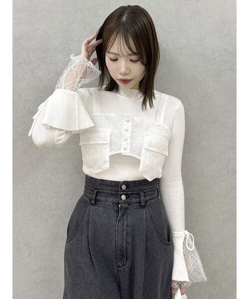 dazzlin（ダズリン）の「ダブルポケットマテリアルビスチェ（ベスト・レディース・オフホワイト/キャメル・SMALL/MEDIUM）」の12枚目の写真