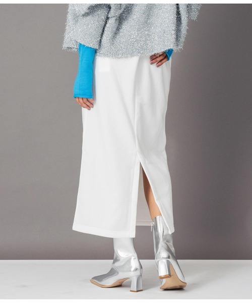 Settimissimo（セッティミッシモ）の「裏起毛アイレットナロースカート（スカート・レディース・ブラック/オフホワイト・FREE）」の5枚目の写真