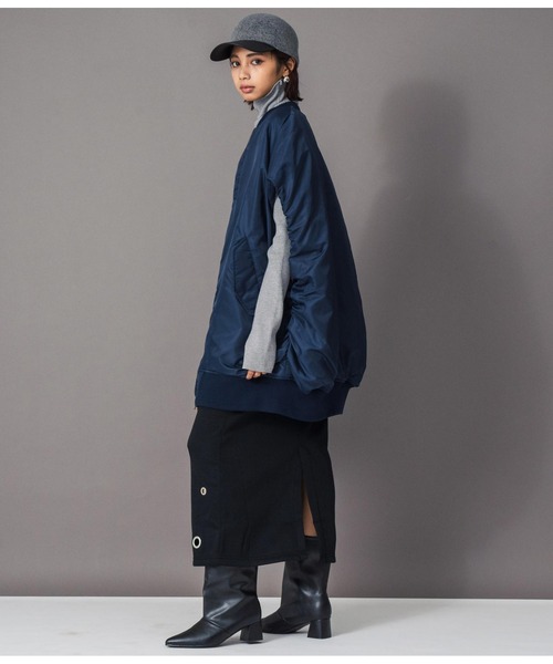 Settimissimo（セッティミッシモ）の「裏起毛アイレットナロースカート（スカート・レディース・ブラック/オフホワイト・FREE）」の16枚目の写真