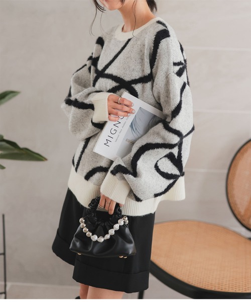 リボン柄シャギーニットトップス（ニット/セーター）｜KOBE LETTUCE