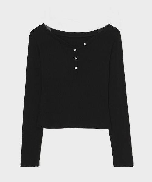 BLACKUP（ブラックアップ）の「[MADE] ケリッシュリブボタン長袖Tシャツ（Tシャツ/カットソー・レディース・アイボリー/グレー/ブラック・ONESIZE）」の19枚目の写真