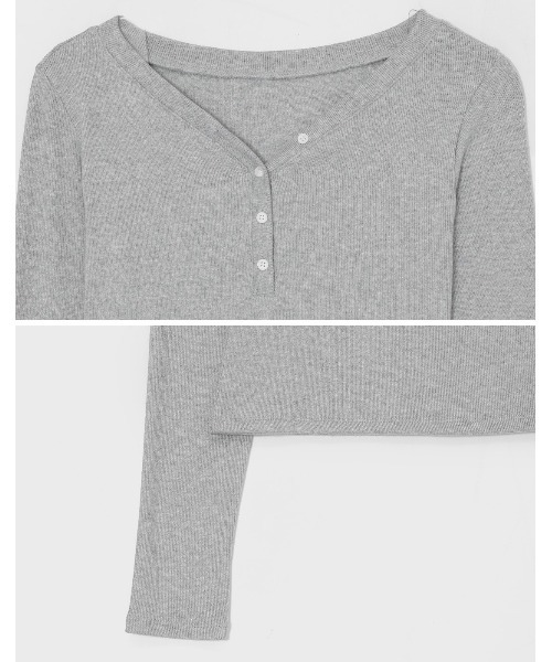 BLACKUP（ブラックアップ）の「[MADE] ケリッシュリブボタン長袖Tシャツ（Tシャツ/カットソー・レディース・アイボリー/グレー/ブラック・ONESIZE）」の21枚目の写真