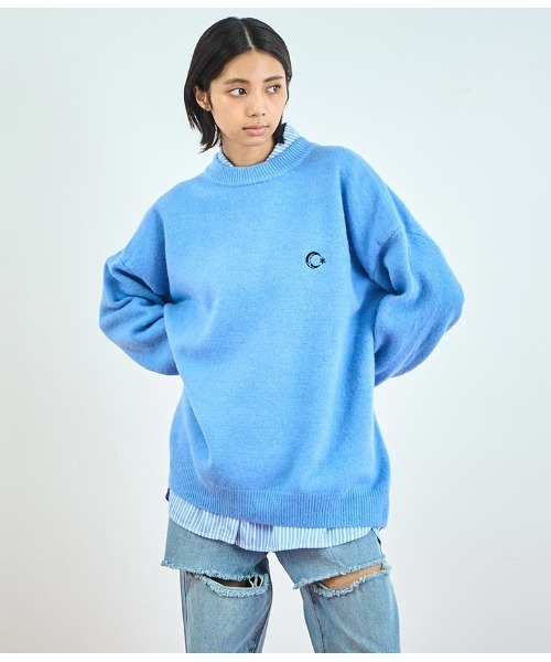 ANAP(アナップ)の「ワンポイント刺繍カラーニットトップス(ニット/セーター・レディース・ホワイト/グリーン/ブルー・FREE)」の1枚目の写真