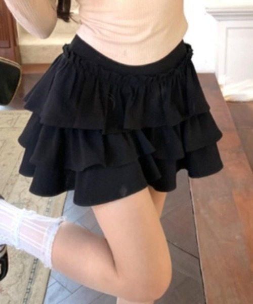 WEGO（ウィゴー）の「WEGO/インナーパンツ付き3段フリルスカート（スカート・レディース・ホワイト/ブラック・FREE）」の22枚目の写真