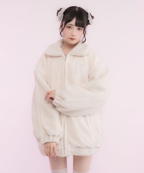 DearMyLoveRose(ディアマイラブローズ)の「オーバーサイズボアブルゾン(ブルゾン・レディース・ブラック系その他/オフホワイト/ブラック/ベビーピンク/ピンク・LL~3L/M-L)」の2枚目の写真