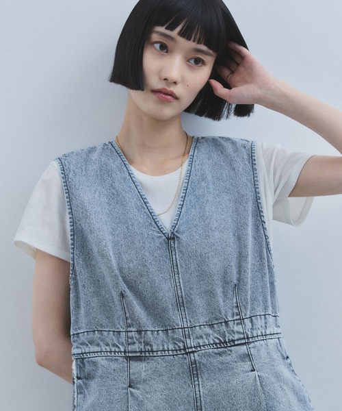 デニムオールインワン　花凜です ADAM ET ROPE'（アダムエロペ）の「【WEB限定】ラインデニム
