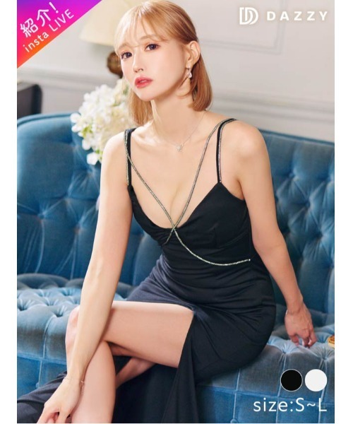 シアーレースパールビジューフリルワンショルダータイトミニドレス（ドレス）｜DAZZY（デイジー）