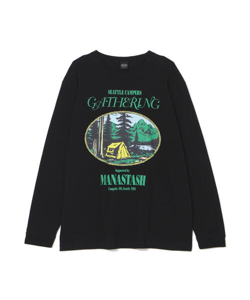MANASTASH(マナスタッシュ)の「MANASTASH/マナスタッシュ L/S TEE CAMPERS GATHERING ロングスリーブTシャツ キャンパーズギャザリング(Tシャツ/カットソー・メンズ・ホワイト/ブラック/ダークグリーン系・L/M/S/XL)」の4枚目の写真