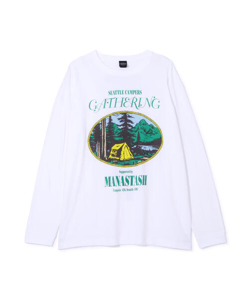 MANASTASH(マナスタッシュ)の「MANASTASH/マナスタッシュ L/S TEE CAMPERS GATHERING ロングスリーブTシャツ キャンパーズギャザリング(Tシャツ/カットソー・メンズ・ホワイト/ブラック/ダークグリーン系・L/M/S/XL)」の8枚目の写真
