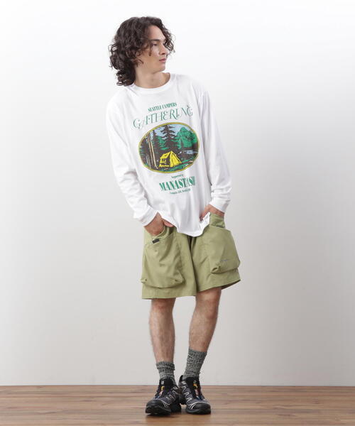 MANASTASH(マナスタッシュ)の「MANASTASH/マナスタッシュ L/S TEE CAMPERS GATHERING ロングスリーブTシャツ キャンパーズギャザリング(Tシャツ/カットソー・メンズ・ホワイト/ブラック/ダークグリーン系・L/M/S/XL)」の11枚目の写真