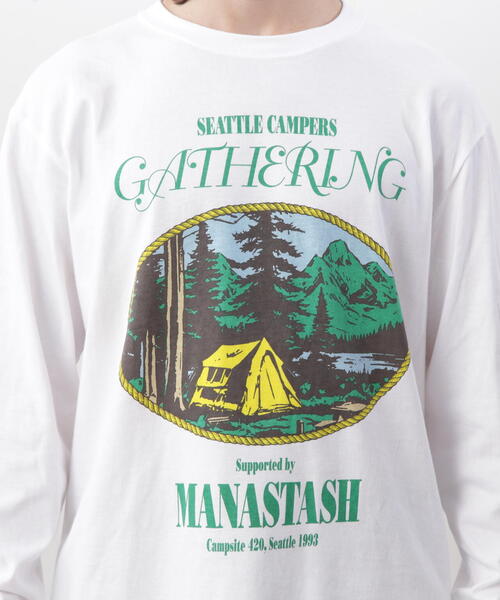 MANASTASH(マナスタッシュ)の「MANASTASH/マナスタッシュ L/S TEE CAMPERS GATHERING ロングスリーブTシャツ キャンパーズギャザリング(Tシャツ/カットソー・メンズ・ホワイト/ブラック/ダークグリーン系・L/M/S/XL)」の18枚目の写真