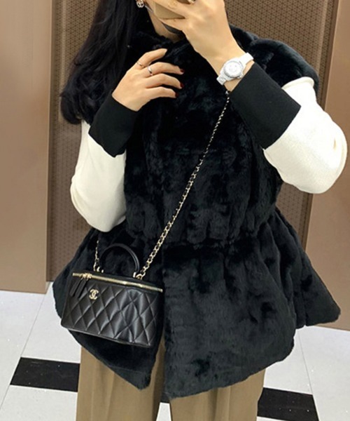 セール】ペプラム風ファーベスト（ベスト）｜Doux Belle（ドゥーベル