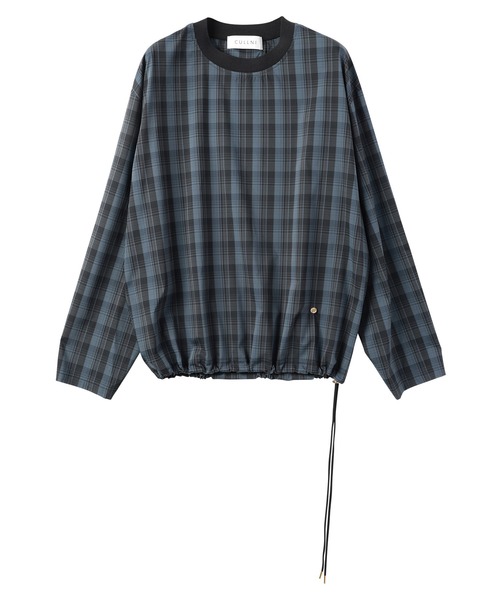 トップス cullni check pull over セール】Sheer Check Cloth Drawstring Long Sleeve Pullover