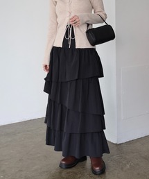 ランダムフリルティアードロングスカート