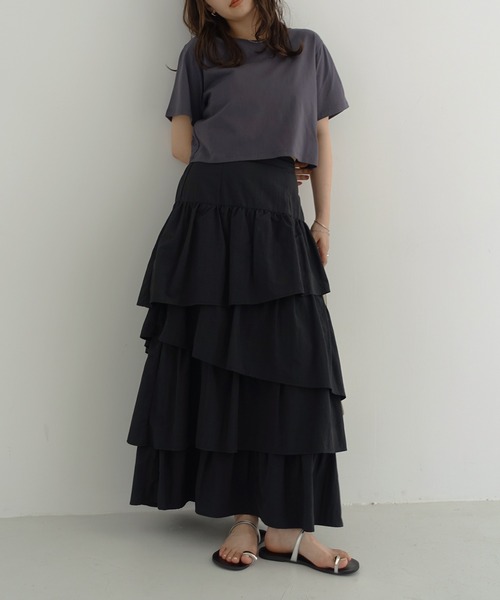 セール】ランダムフリルティアードロングスカート（スカート