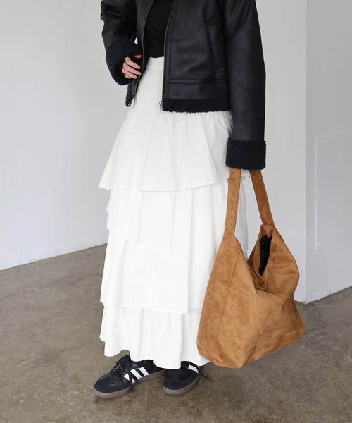 ランダムフリルティアードロングスカート（スカート）｜Freesia by