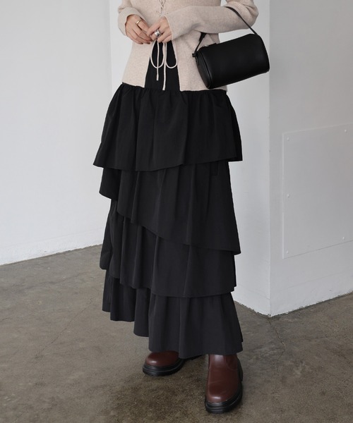 セール】ランダムフリルティアードロングスカート（スカート