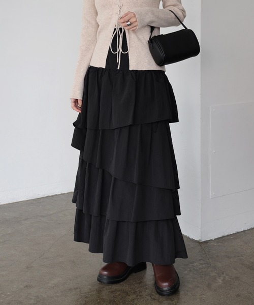 Fresda フリル付きロングスカート たっぷりデコレーションフリルロングスカート – ONE PEACE ONLINE