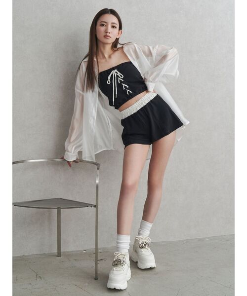 GYDA（ジェイダ）の「オーバーシアーシャツ（シャツ/ブラウス・レディース・ブラック/スカイブルー/オフホワイト・FREE）」の8枚目の写真