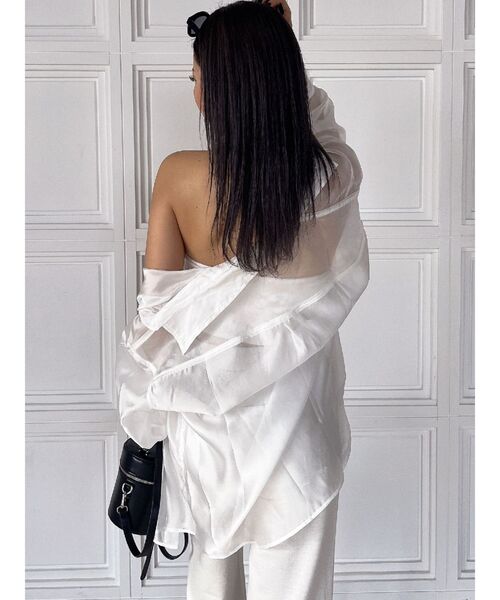 GYDA（ジェイダ）の「オーバーシアーシャツ（シャツ/ブラウス・レディース・ブラック/スカイブルー/オフホワイト・FREE）」の10枚目の写真