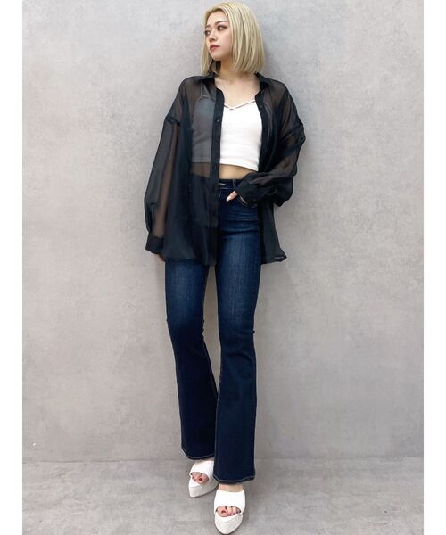 GYDA（ジェイダ）の「オーバーシアーシャツ（シャツ/ブラウス・レディース・ブラック/スカイブルー/オフホワイト・FREE）」の15枚目の写真