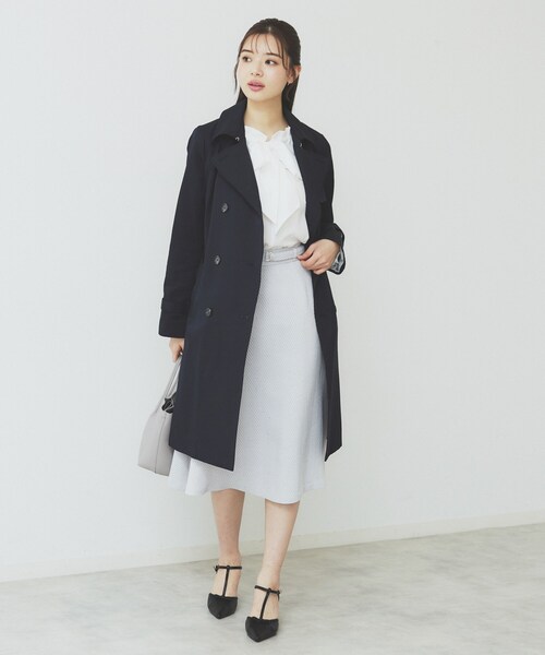 index（インデックス）の「ツイードヘリンボーンフレアスカート【洗濯機洗い可/イージーアイロン】（スカート・レディース・ライトベージュ/サックスブルー/チャコールグレー・38/40/36/42）」の10枚目の写真