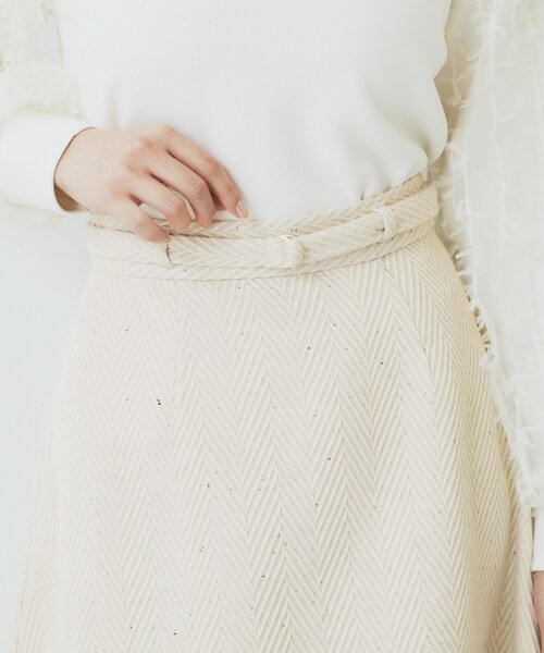 index（インデックス）の「ツイードヘリンボーンフレアスカート【洗濯機洗い可/イージーアイロン】（スカート・レディース・ライトベージュ/サックスブルー/チャコールグレー・38/40/36/42）」の19枚目の写真