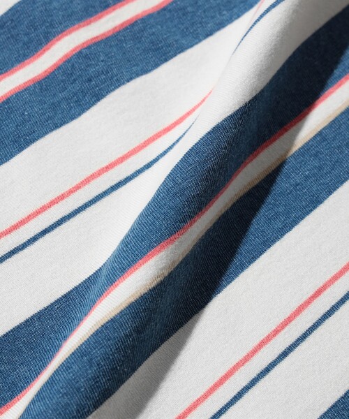 BEAMS PLUS（ビームスプラス）の「インディゴ ストライプ ポケット Tシャツ（Tシャツ/カットソー・メンズ・サックスブルー/ネイビー・XL/S/M/L）」の4枚目の写真