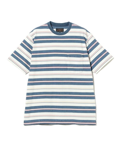 BEAMS PLUS（ビームスプラス）の「インディゴ ストライプ ポケット Tシャツ（Tシャツ/カットソー・メンズ・サックスブルー/ネイビー・XL/S/M/L）」の5枚目の写真