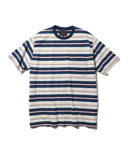 BEAMS PLUS（ビームスプラス）の「インディゴ ストライプ ポケット Tシャツ（Tシャツ/カットソー・メンズ・サックスブルー/ネイビー・XL/S/M/L）」の8枚目の写真