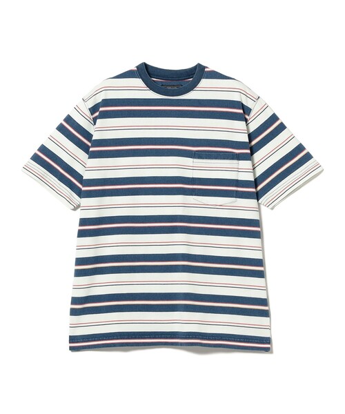 BEAMS PLUS（ビームスプラス）の「インディゴ ストライプ ポケット Tシャツ（Tシャツ/カットソー・メンズ・サックスブルー/ネイビー・XL/S/M/L）」の10枚目の写真