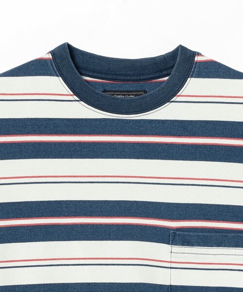 BEAMS PLUS（ビームスプラス）の「インディゴ ストライプ ポケット Tシャツ（Tシャツ/カットソー・メンズ・サックスブルー/ネイビー・XL/S/M/L）」の11枚目の写真
