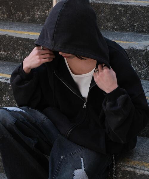 WEGO（ウィゴー）の「WEGO/ケミカルウォッシュバルーンZIPパーカー（パーカー・メンズ・ブラック・MEDIUM/LARGE）」の7枚目の写真