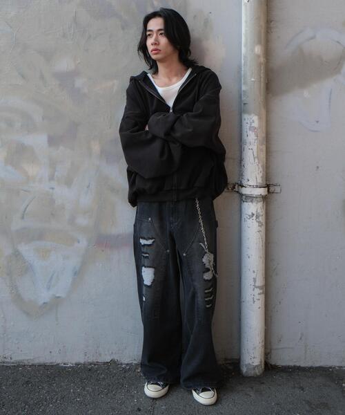 WEGO（ウィゴー）の「WEGO/ケミカルウォッシュバルーンZIPパーカー（パーカー・メンズ・ブラック・MEDIUM/LARGE）」の8枚目の写真