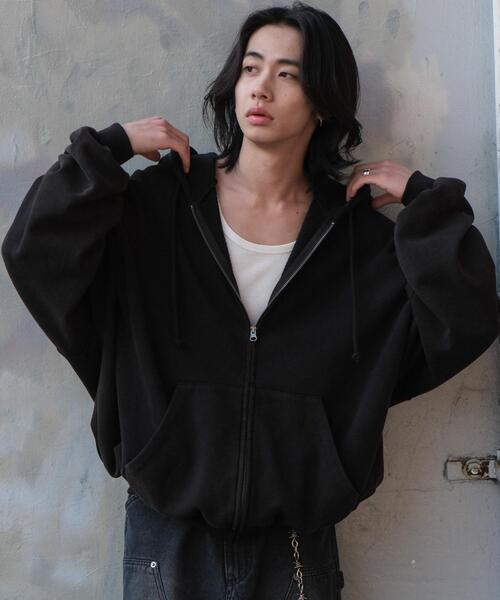 WEGO（ウィゴー）の「WEGO/ケミカルウォッシュバルーンZIPパーカー（パーカー・メンズ・ブラック・MEDIUM/LARGE）」の12枚目の写真