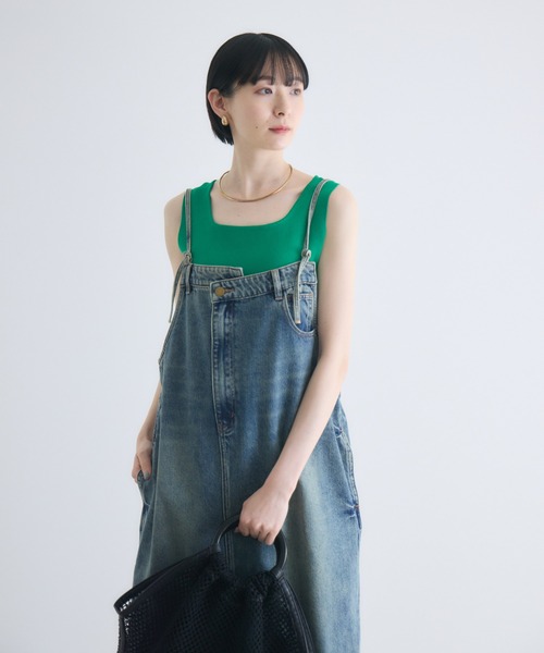 Paradise Picnic（パラダイスピクニック）の「裾フリンジデニムジャンスカワンピース（ジャンパースカート・レディース・ブルー/ホワイト・FREE/LARGE/SMALL）」の13枚目の写真