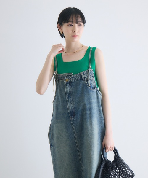 Paradise Picnic（パラダイスピクニック）の「裾フリンジデニムジャンスカワンピース（ジャンパースカート・レディース・ブルー/ホワイト・FREE/LARGE/SMALL）」の3枚目の写真