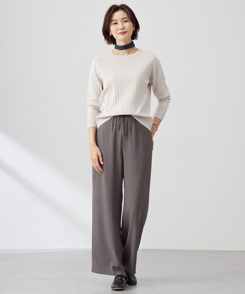 J.PRESS Ladies(J.プレス レディス)の「【洗える】Cotton Acetate ストライプ ニット プルオーバー(ニット/セーター・レディース・ネイビー系/ライトグリーン系/ホワイト系/ベージュ系・SMALL)」の9枚目の写真