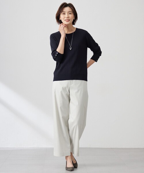 J.PRESS Ladies(J.プレス レディス)の「【洗える】Cotton Acetate ストライプ ニット プルオーバー(ニット/セーター・レディース・ネイビー系/ライトグリーン系/ホワイト系/ベージュ系・SMALL)」の11枚目の写真