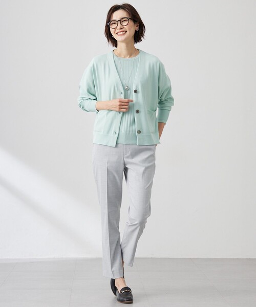 J.PRESS Ladies(J.プレス レディス)の「【洗える】Cotton Acetate ストライプ ニット プルオーバー(ニット/セーター・レディース・ネイビー系/ライトグリーン系/ホワイト系/ベージュ系・SMALL)」の14枚目の写真