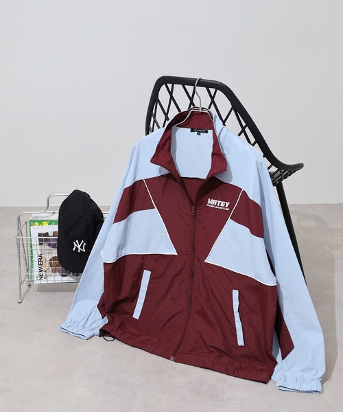 SUGGESTION（サジェッション）の「Nylon switching full zip blouson / ナイロン切り替え フルジップブルゾン unisex（ナイロンジャケット・メンズ・ワイン/ブラック/オフホワイト・M/L）」の8枚目の写真