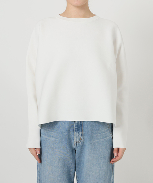 IENA（イエナ）の「ファインコットンスムースプルオーバー（ニット/セーター・レディース・チャコールグレー/ホワイト/ネイビー・FREE）」の5枚目の写真