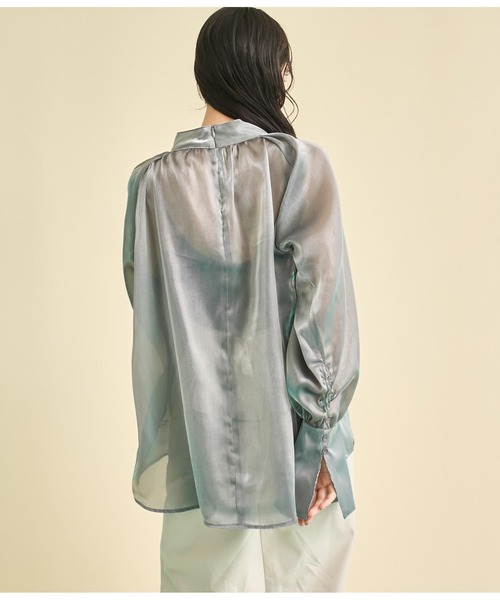 Settimissimo(セッティミッシモ)の「箔 オーガンジー ハイネック ブラウス(シャツ/ブラウス・レディース・シルバー/グリーン・FREE)」の13枚目の写真