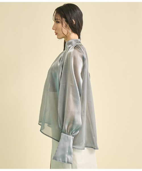 Settimissimo(セッティミッシモ)の「箔 オーガンジー ハイネック ブラウス(シャツ/ブラウス・レディース・シルバー/グリーン・FREE)」の19枚目の写真