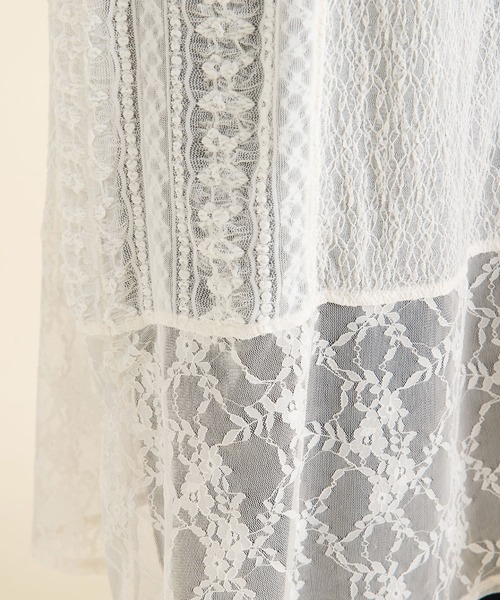 rectangle（レクタングル）の「レースパッチワークキャミワンピース（ワンピース・レディース・アイボリー/ブラック・FREE）」の8枚目の写真