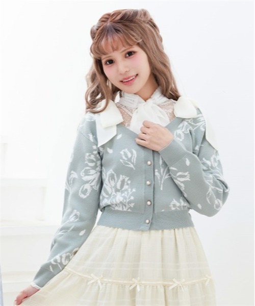 PAULE KA ポールカ○フラワージャカード柄カーディガン PAULE KA